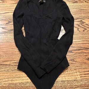 House of Harlow 1960 Black Ribbed Top